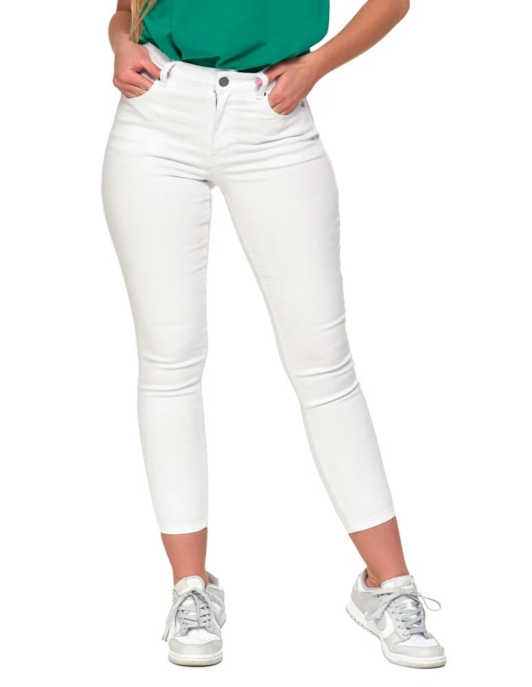 Spodnie damskie - Białe spodnie damskie jeansy skinny push up z wysokim stanem BIAŁY - produkt moraj.pl 4