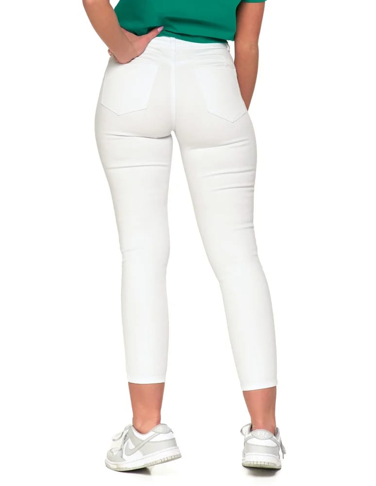 Spodnie damskie - Białe spodnie damskie jeansy skinny push up z wysokim stanem BIAŁY - produkt moraj.pl 5
