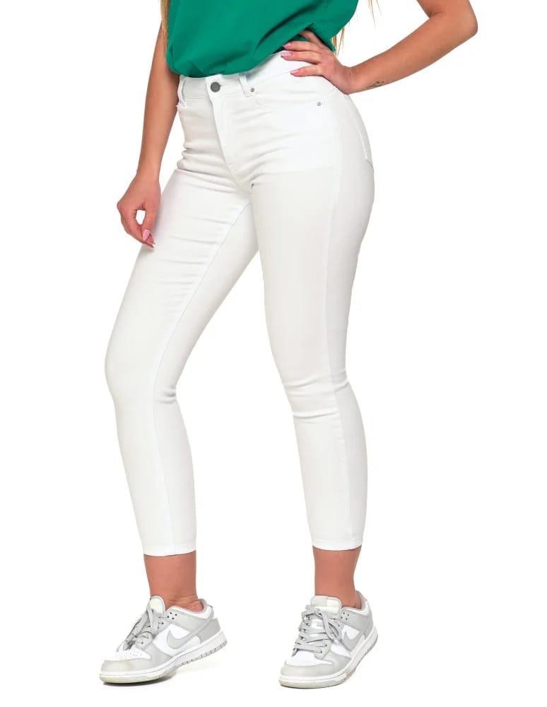 Spodnie damskie - Białe spodnie damskie jeansy skinny push up z wysokim stanem BIAŁY - produkt moraj.pl 11