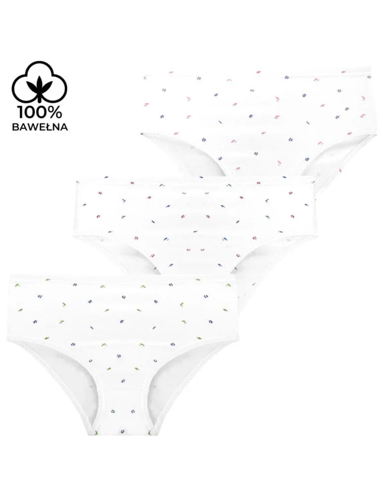 Majtki figi - Majtki figi damskie bawełniane 100% w kwiatki 6-pak BIAŁY  - produkt moraj.pl 2
