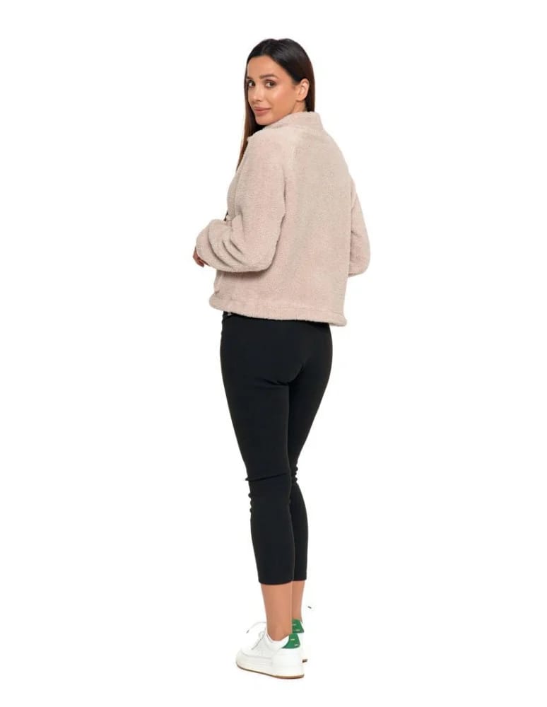 Bluzy damskie - Pluszowa bluza damska sherpa z zamkiem błyskawicznym BEŻOWY  - produkt moraj.pl 5
