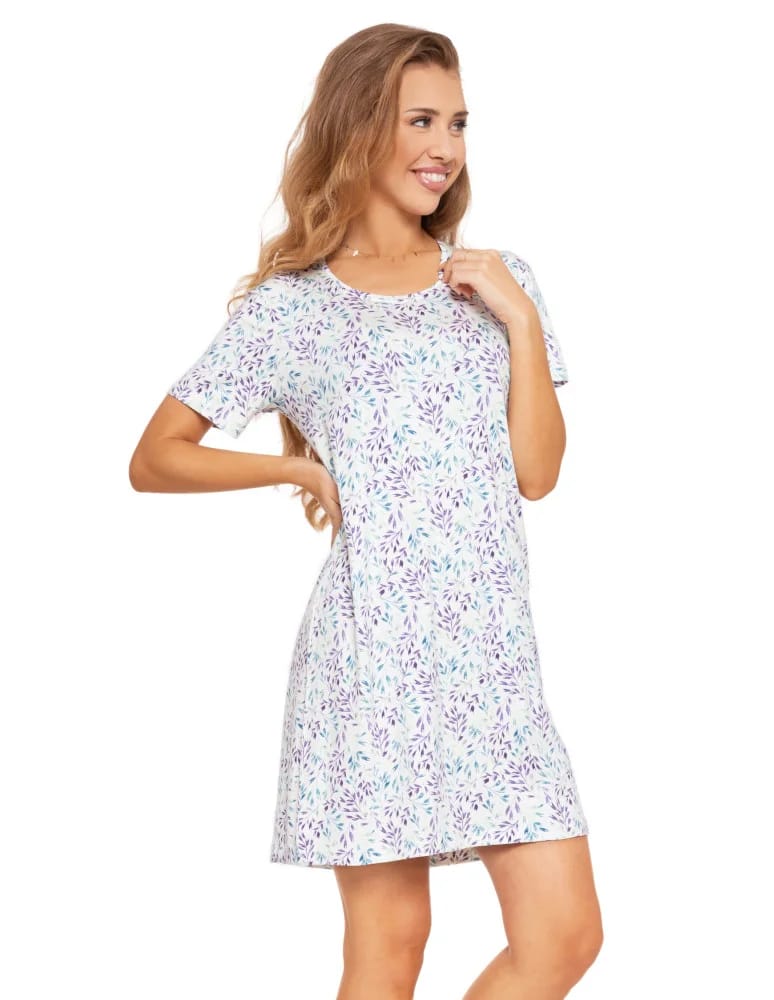 Koszule nocne - Koszula nocna damska wiskozowa w kwiatowy wzór Plus Size WZÓR 1  - produkt moraj.pl 2