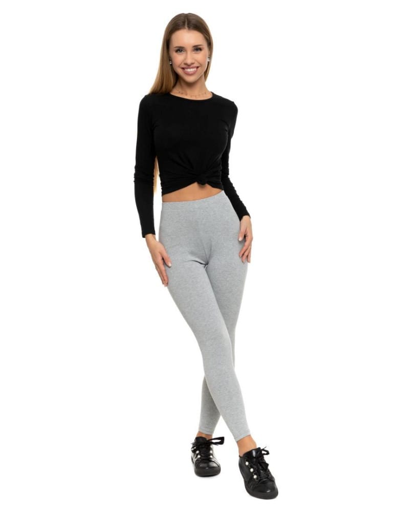 Legginsy damskie - Klasyczne legginsy ocieplane damskie JASNY SZARY  - produkt moraj.pl 9