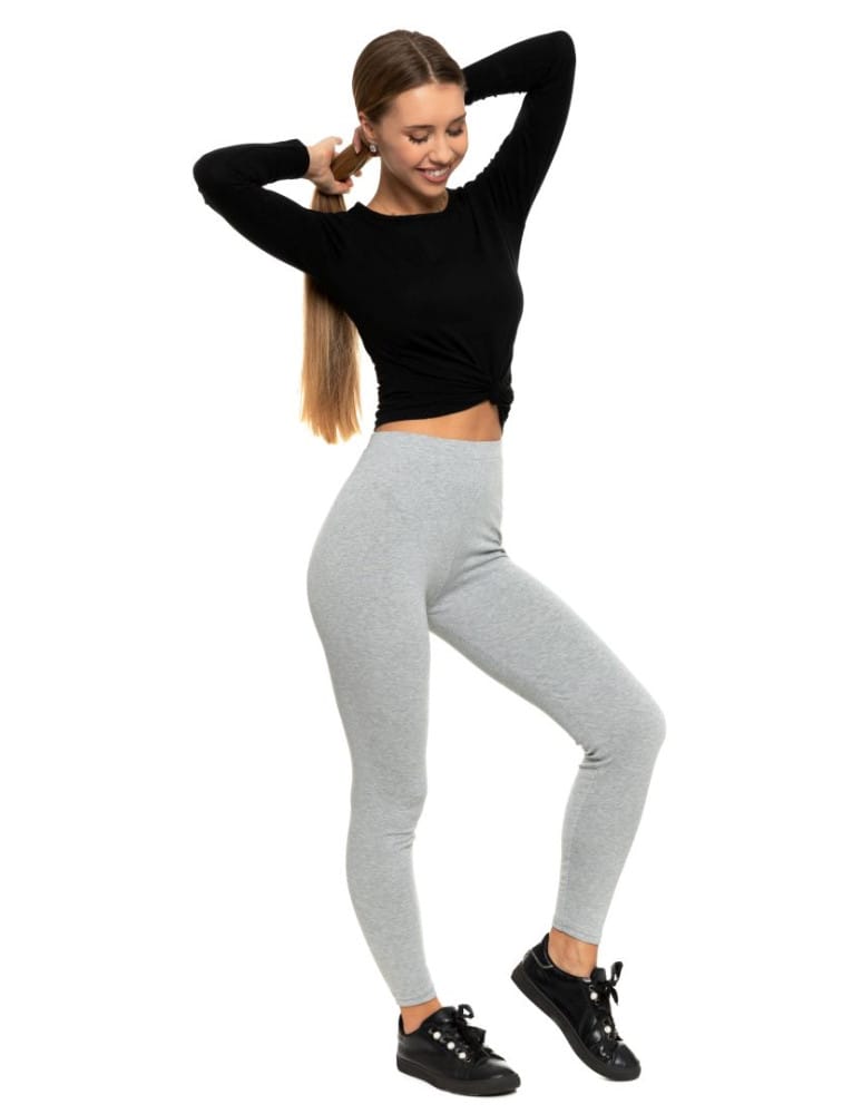 Legginsy damskie - Klasyczne legginsy ocieplane damskie JASNY SZARY  - produkt moraj.pl 10