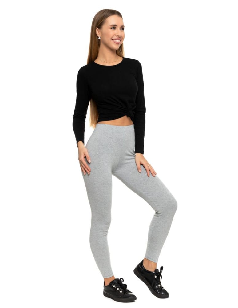 Legginsy damskie - Klasyczne legginsy ocieplane damskie JASNY SZARY  - produkt moraj.pl 13
