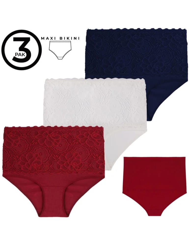 Majtki figi - Figi damskie z wysokim stanem 3-pak WIELOKOLOROWY - produkt moraj.pl 6