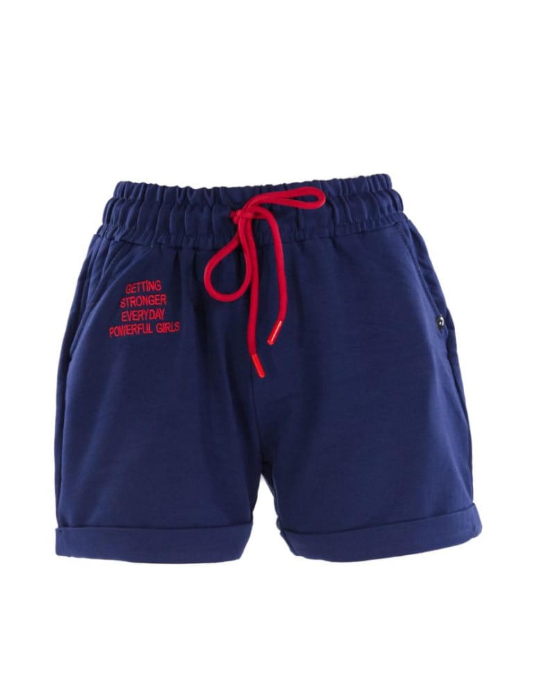 Szorty damskie letnie - Krótkie spodenki damskie dresowe z kieszeniami GRANATOWY - produkt moraj.pl 1