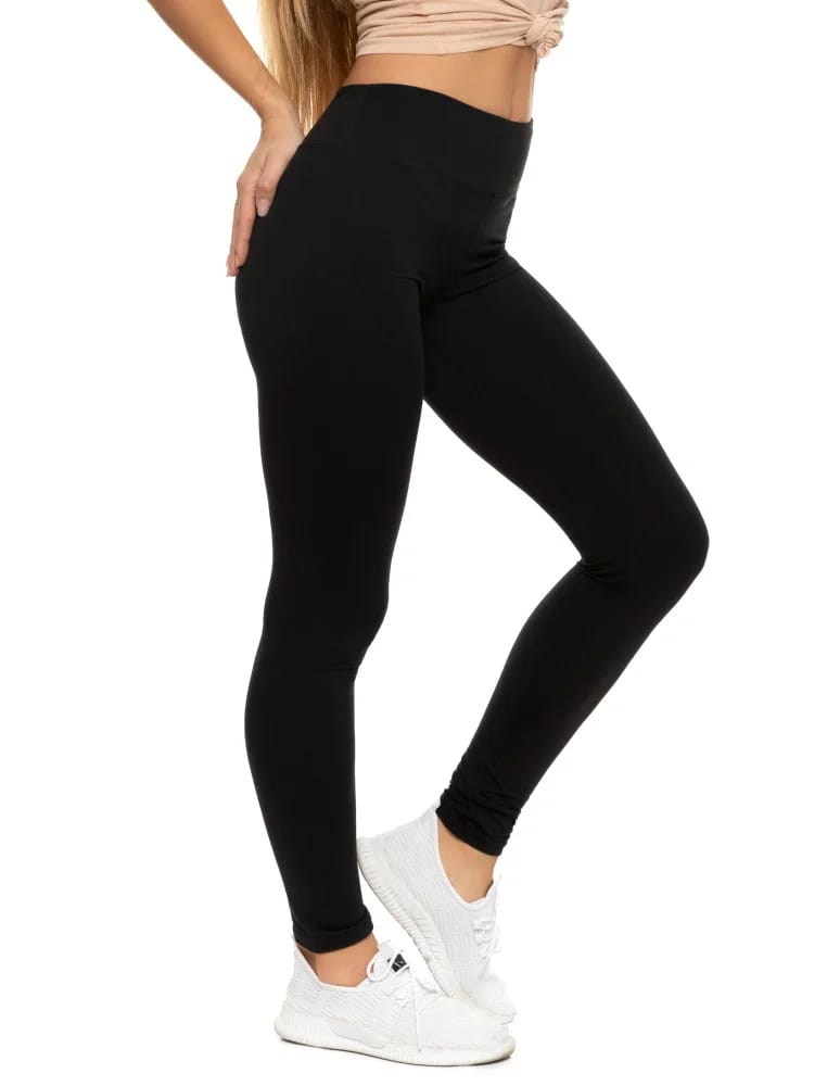 Legginsy damskie - Klasyczne legginsy damskie z wysokim stanem CZARNY  - produkt moraj.pl 2