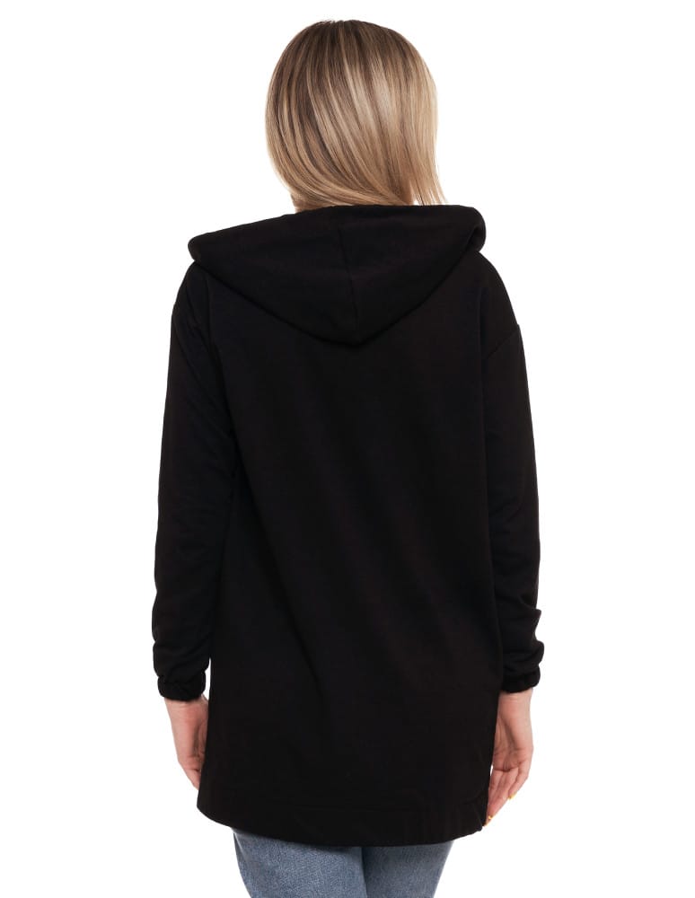 Bluzy damskie - Bluza damska długa z głębokimi kieszeniami CZARNY  - produkt moraj.pl 4