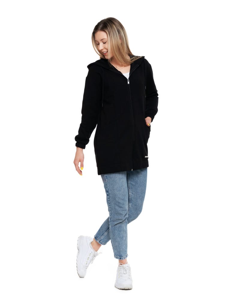 Bluzy damskie - Bluza damska długa z głębokimi kieszeniami CZARNY  - produkt moraj.pl 10