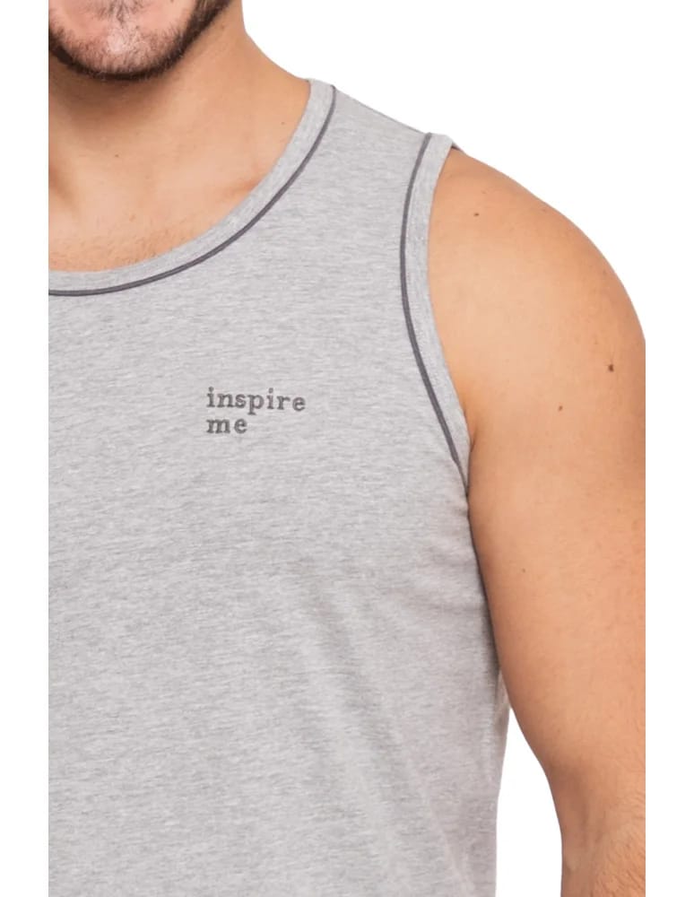 Mężczyzna - Tank-top męski koszulka na ramiączkach z haftem JASNY SZARY - produkt moraj.pl 2