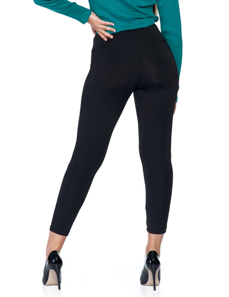 Legginsy damskie - Legginsy damskie z ozdobnym zamkiem z boku CZARNY  - produkt moraj.pl 4