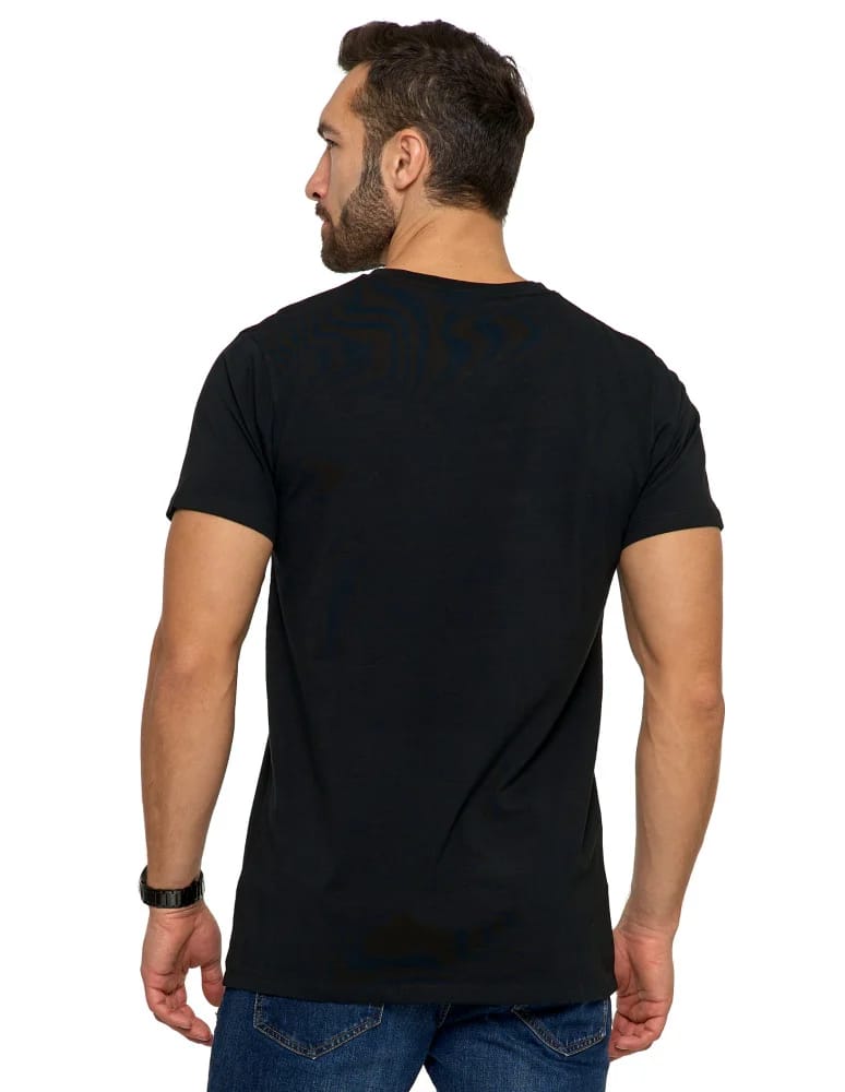 Koszulki i Tank Topy - Koszulka męska bawełna Premium T-shirt dekolt w serek CZARNY - produkt moraj.pl 2