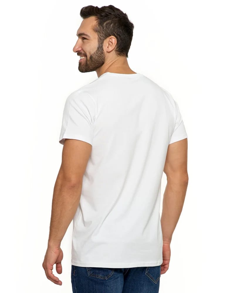Koszulki i Tank Topy - Koszulka męska bawełna Premium T-shirt dekolt w serek BIAŁY - produkt moraj.pl 2