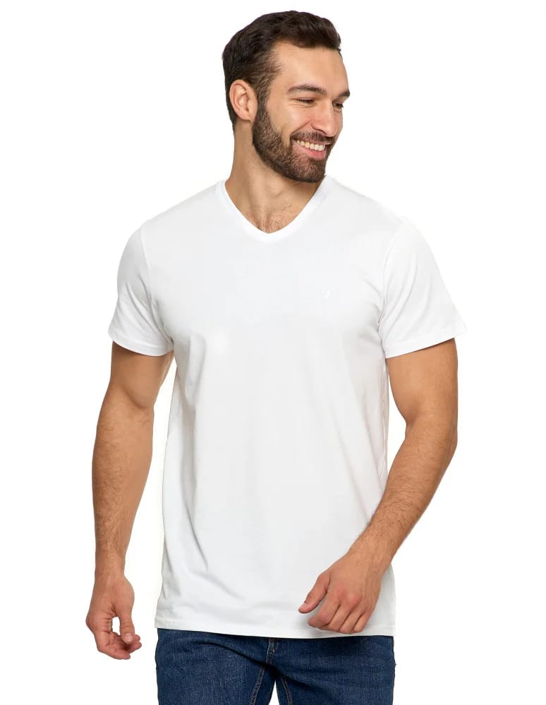 Koszulki i Tank Topy - Koszulka męska bawełna Premium T-shirt dekolt w serek BIAŁY - produkt moraj.pl 3