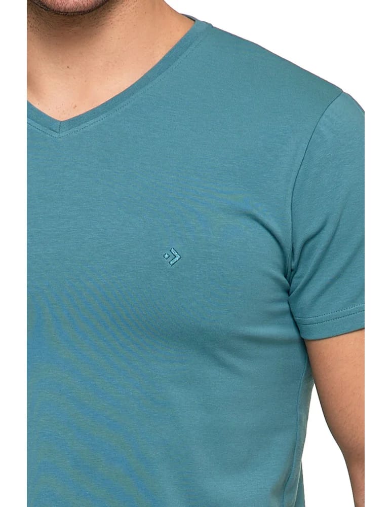 Koszulki i Tank Topy - Koszulka męska bawełna Premium T-shirt dekolt w serek MIĘTA - produkt moraj.pl 3
