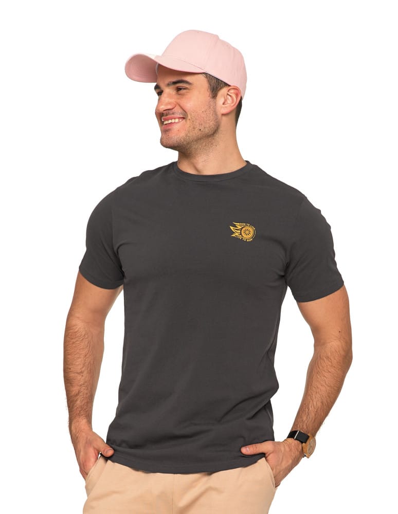 T-shirt męski koszulka bawełniana z okrągłym dekoltem GRAFIT