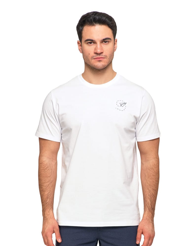 Koszulki i Tank Topy - Koszulka męska bawełniana T-shirt subtelny nadruk BIAŁY - produkt moraj.pl 1