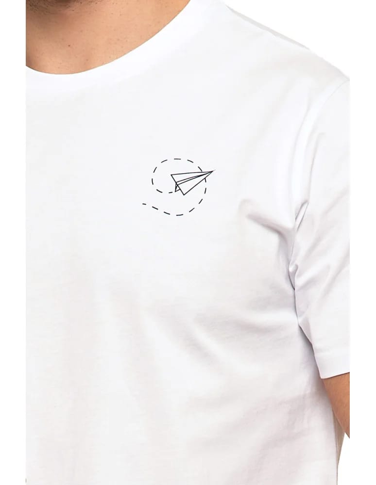 Koszulki i Tank Topy - Koszulka męska bawełniana T-shirt subtelny nadruk BIAŁY  - produkt moraj.pl 3