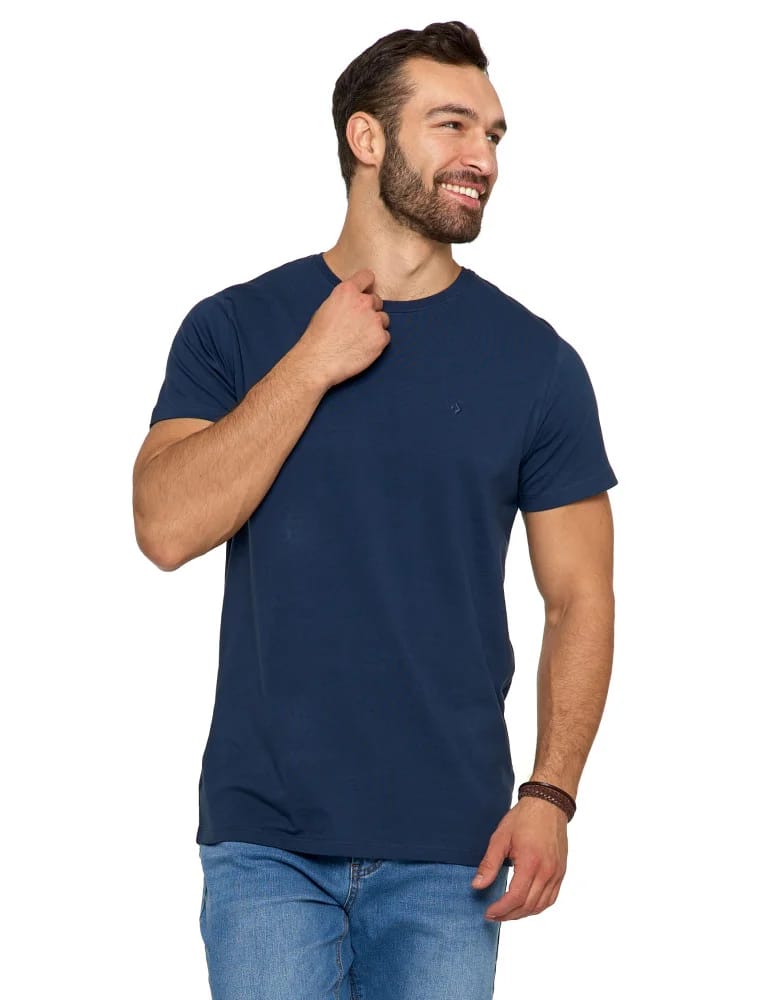 Koszulki i Tank Topy - Koszulka męska t-shirt z bawełny czesanej PREMIUM LINE GRANATOWY  - produkt moraj.pl 4