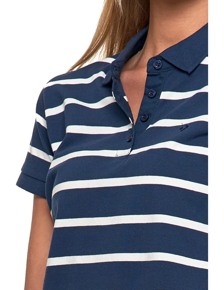 Polo - Koszulka polo damska bawełniana w paski GRANATOWY - produkt moraj.pl 3