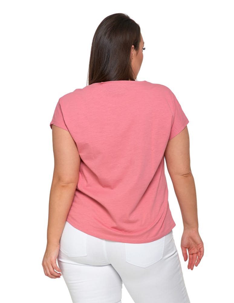 Koszulki i T-shirty - Koszulka damska T-shirt w kwiaty kr&oacute;tki rękaw R&Oacute;ŻOWY  - produkt moraj.pl 3