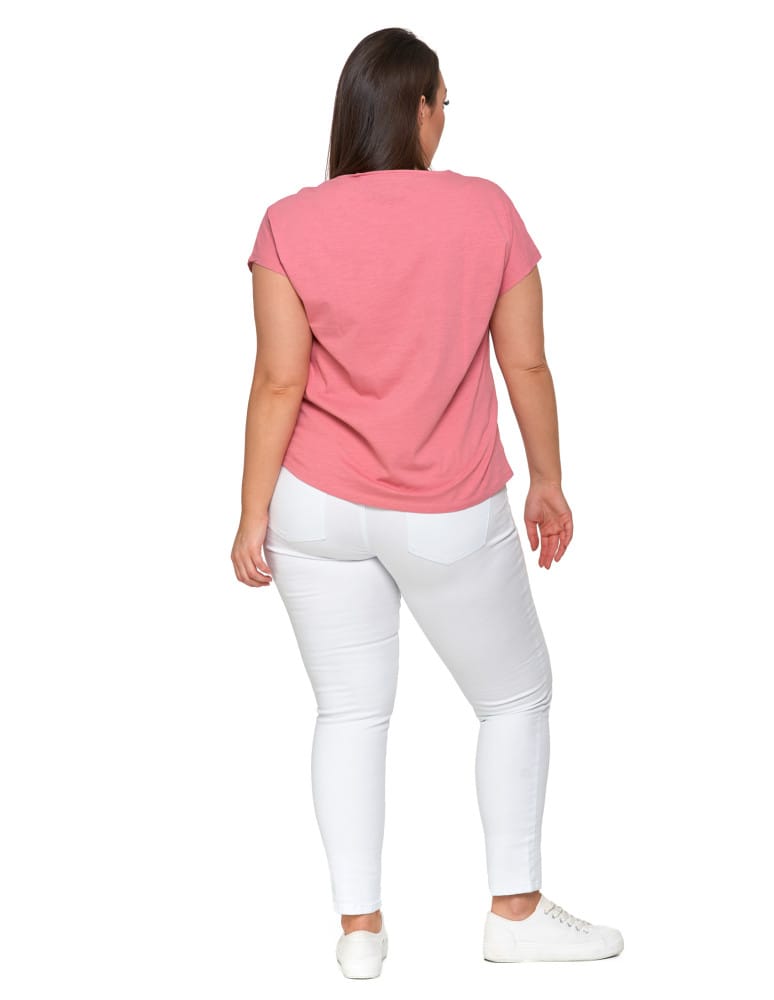 Koszulki i T-shirty - Koszulka damska T-shirt w kwiaty kr&oacute;tki rękaw R&Oacute;ŻOWY  - produkt moraj.pl 8