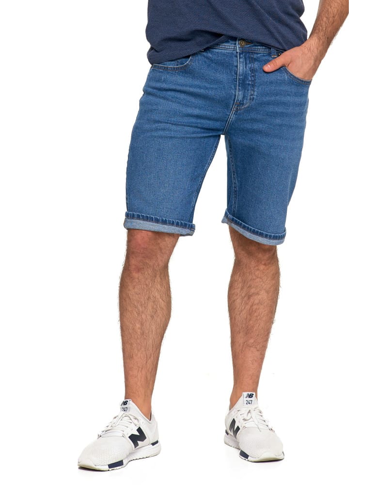 Szorty męskie - Krótkie spodenki męskie jeansowe granatowe JEANS  - produkt moraj.pl 3