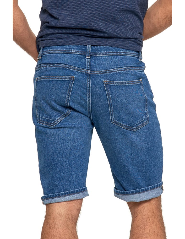 Szorty męskie - Krótkie spodenki męskie jeansowe granatowe JEANS  - produkt moraj.pl 4