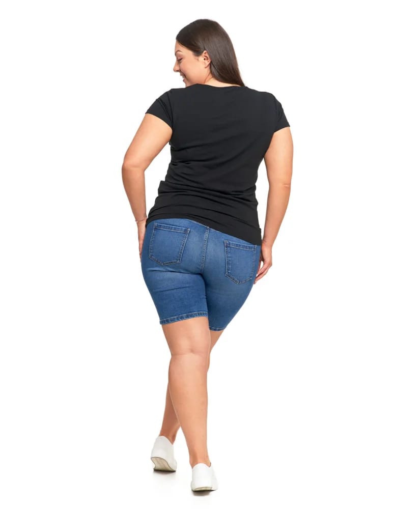 Koszulki i T-shirty - T-shirt damski bawełniany z dekoltem V Plus Size CZARNY - produkt moraj.pl 7