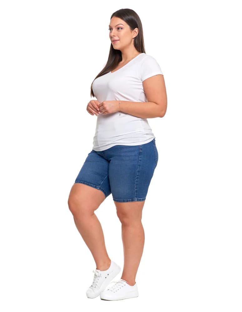 Koszulki i T-shirty - T-shirt damski bawełniany z dekoltem V Plus Size BIAŁY  - produkt moraj.pl 5