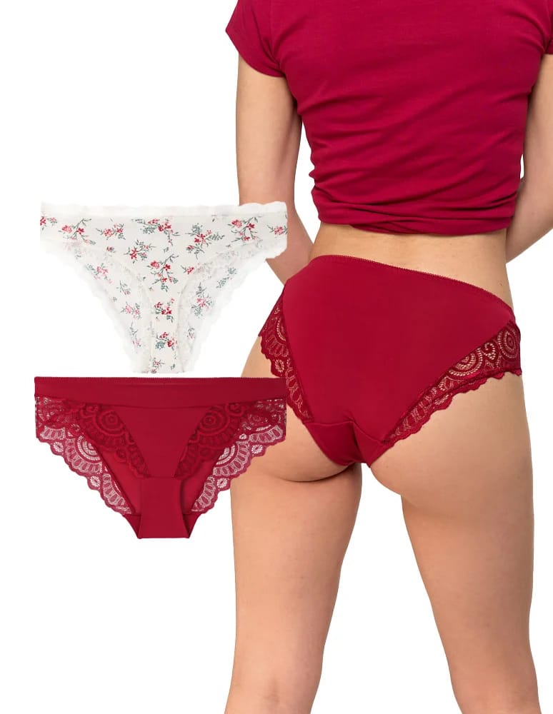 Majtki figi - Majtki damskie figi eleganckie wykończenie koronkowe 2-pak WIELOKOLOROWY  - produkt moraj.pl 6