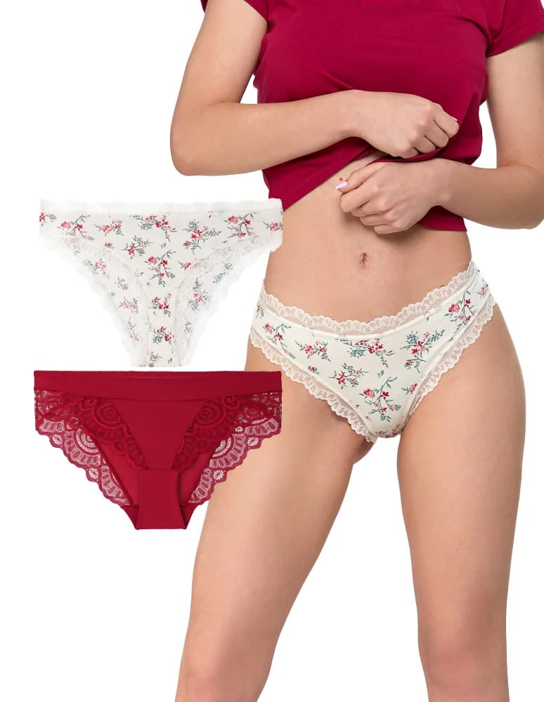 Majtki figi - Majtki damskie figi eleganckie wykończenie koronkowe 2-pak WIELOKOLOROWY  - produkt moraj.pl 7