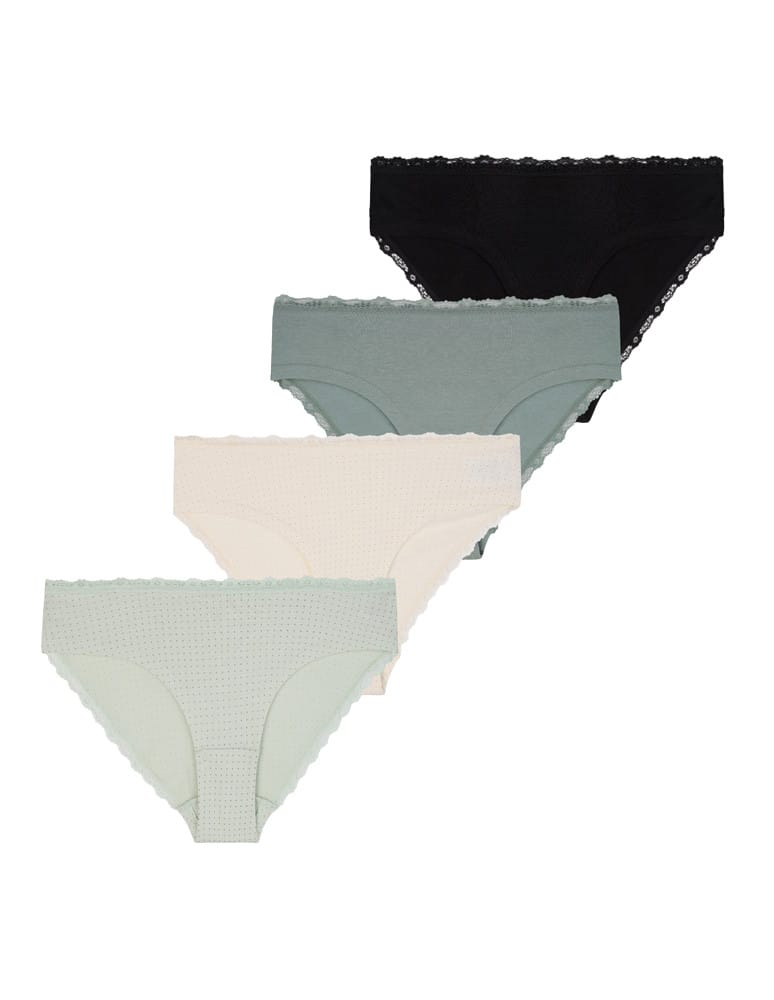 Majtki figi - Majtki damskie figi bikini w kropki wykończone koronką 4-pak WIELOKOLOROWY - produkt moraj.pl 1