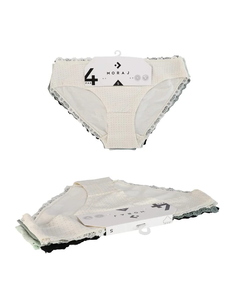 Majtki figi - Majtki damskie figi bikini w kropki wykończone koronką 4-pak WIELOKOLOROWY  - produkt moraj.pl 7