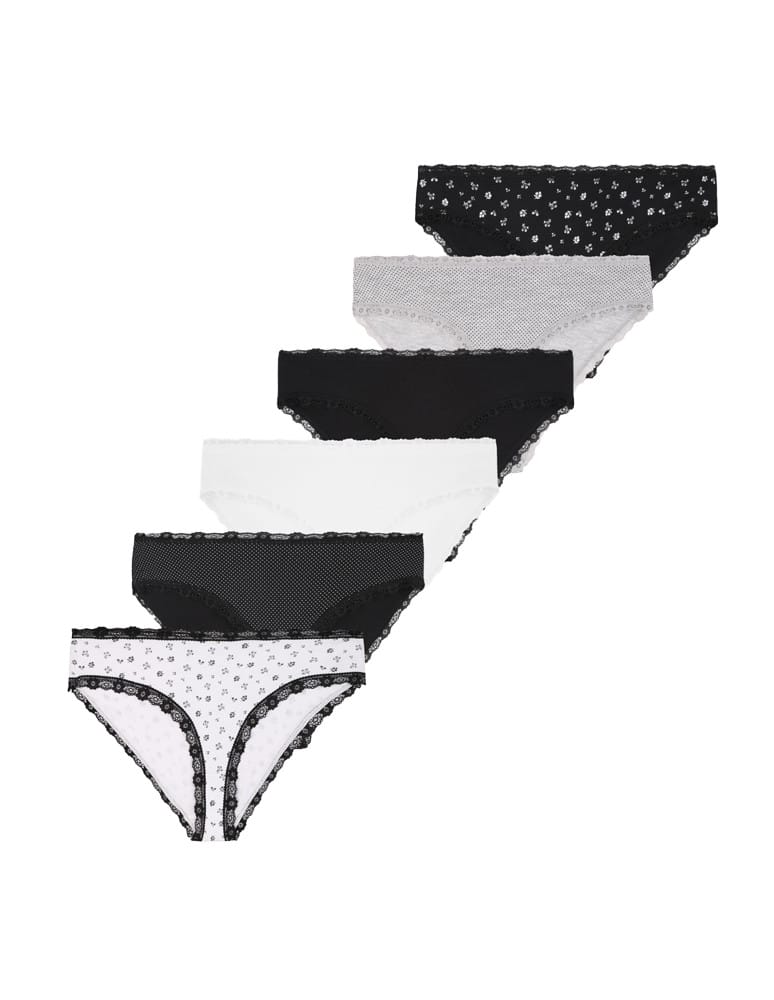 Majtki figi - Majtki damskie figi bikini z wzorem wykończone koronką 6-pak WIELOKOLOROWY - produkt moraj.pl 1