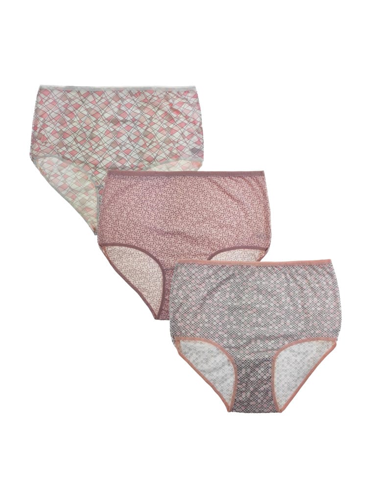 Majtki figi - Damskie figi z wysokim stanem bawełniane plus size 3-pak WIELOKOLOROWY - produkt moraj.pl 1