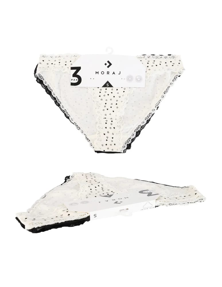 Majtki figi - Majtki damskie figi mini bikini w serduszka z koronką 3-pak WIELOKOLOROWY - produkt moraj.pl 6
