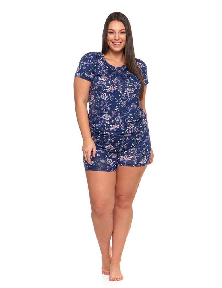 Krótki rękaw - Piżama damska dwuczęściowa wiskozowa krótki rękaw Plus Size WZÓR 1  - produkt moraj.pl 2