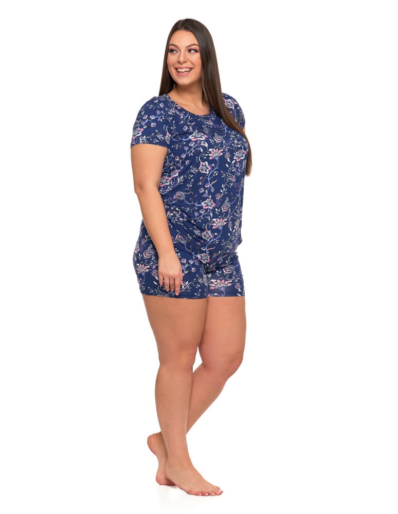 Krótki rękaw - Piżama damska dwuczęściowa wiskozowa krótki rękaw Plus Size WZÓR 1  - produkt moraj.pl 3