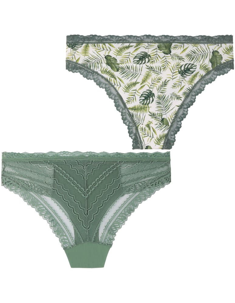 Majtki figi - Majtki figi damskie eleganckie koronkowe wykończenie 2-pak WIELOKOLOROWY  - produkt moraj.pl 3