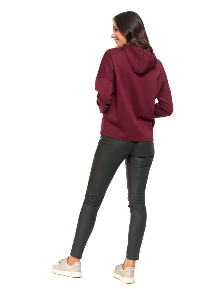 Bluzy damskie - Luźna damska bluza z kapturem ze złotym zdobieniem FIOLETOWY - produkt moraj.pl 10