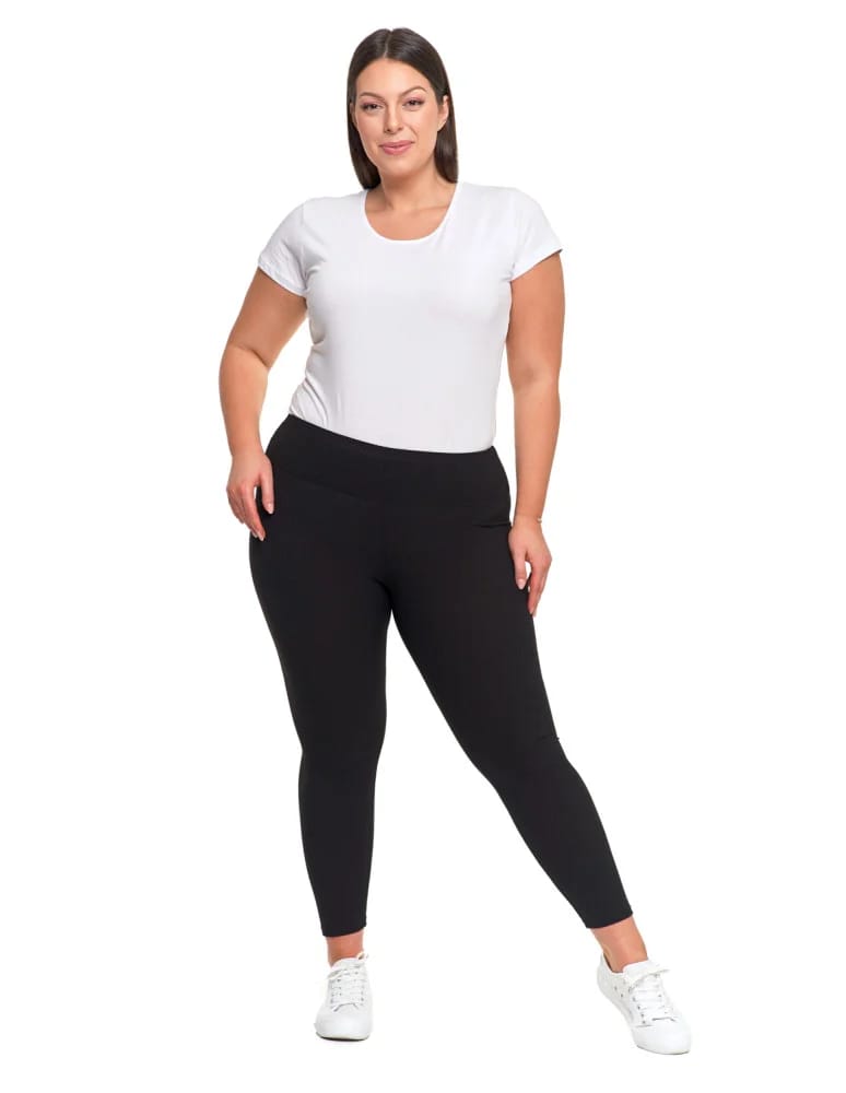 Legginsy damskie - Legginsy damskie w prążek z wysokim stanem CZARNY - produkt moraj.pl 3