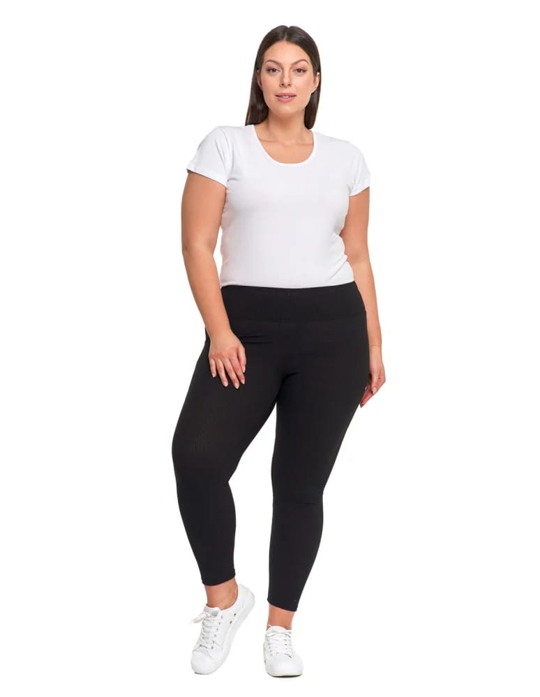 Legginsy damskie - Legginsy damskie w prążek z wysokim stanem CZARNY - produkt moraj.pl 5