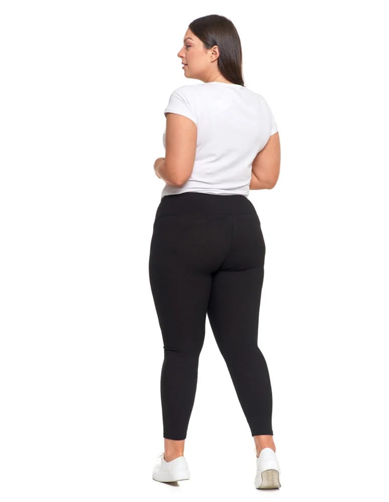 Legginsy damskie - Legginsy damskie w prążek z wysokim stanem CZARNY - produkt moraj.pl 7