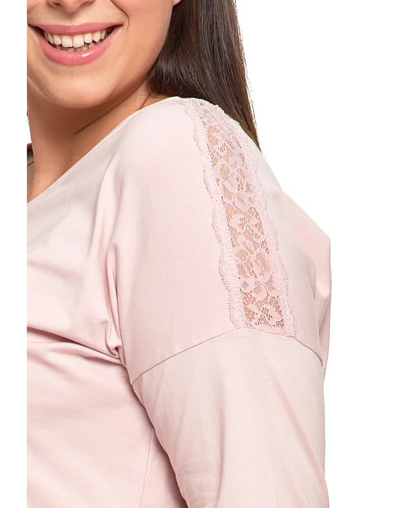 Długi rękaw - Damska piżama Plus Size długa z koronkowymi detalami GRAFIT - produkt moraj.pl 3