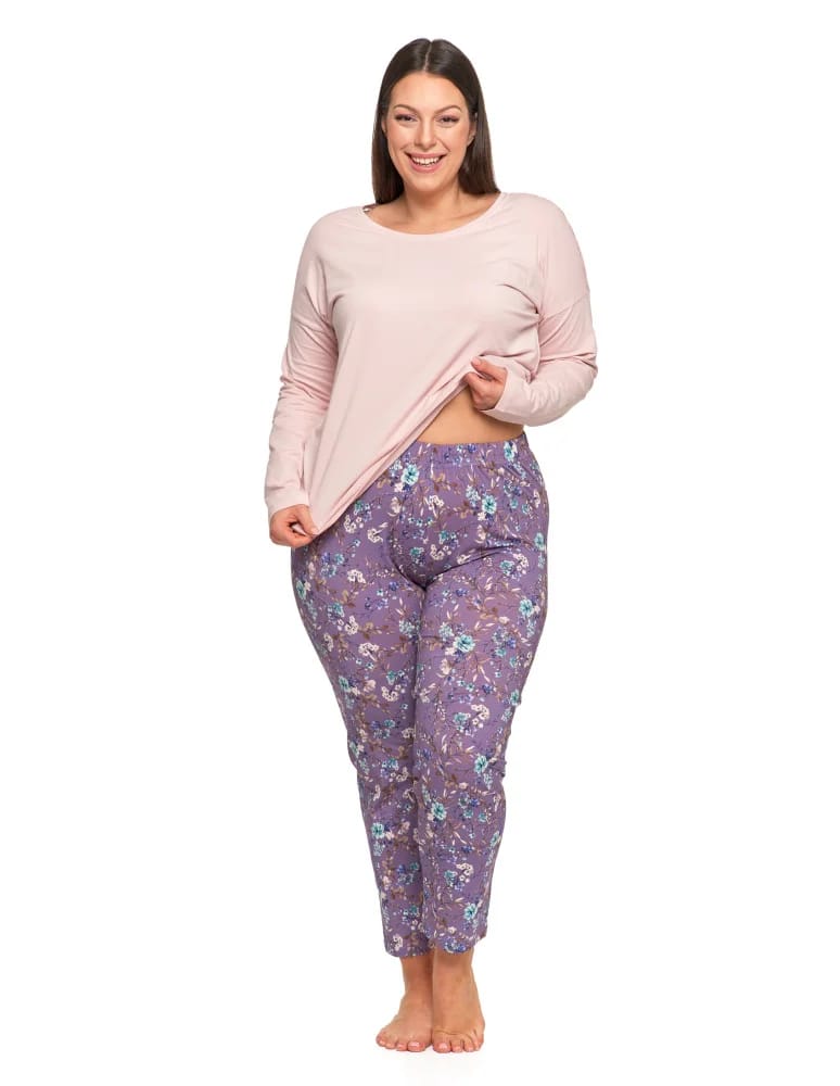 Długi rękaw - Damska piżama Plus Size długa z koronkowymi detalami GRAFIT - produkt moraj.pl 5