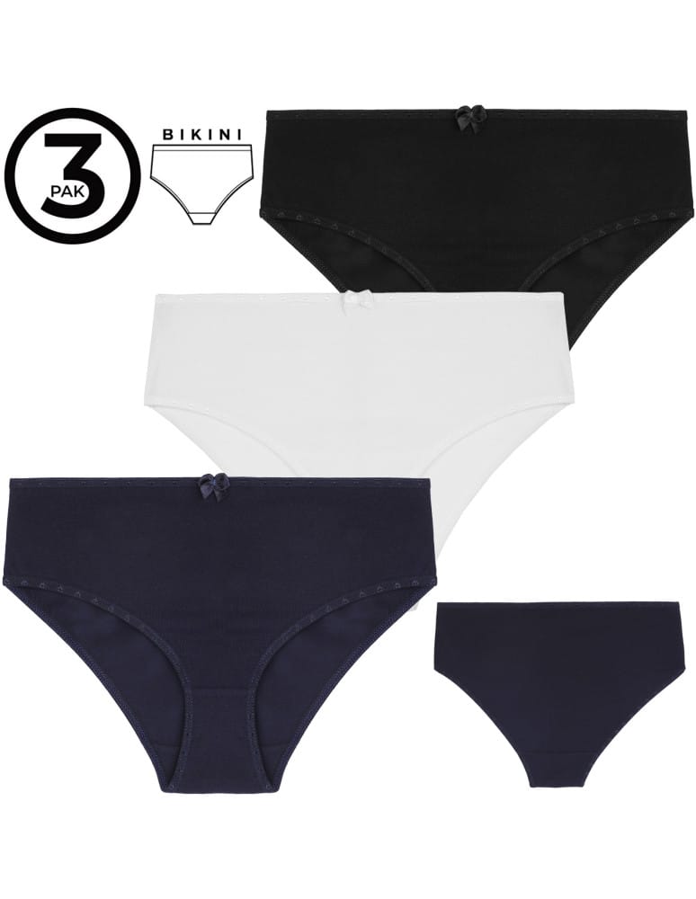 Majtki figi - Majtki figi bikini damskie bawełniane klasyczne 3-pak WIELOKOLOROWY - produkt moraj.pl 1