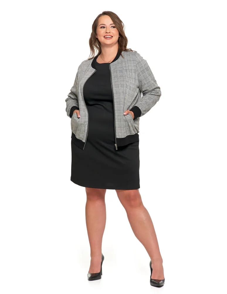 Bluzy damskie - Bluza damska bomberka na zamek wzór w kratkę z kieszeniami WZÓR 1  - produkt moraj.pl 12