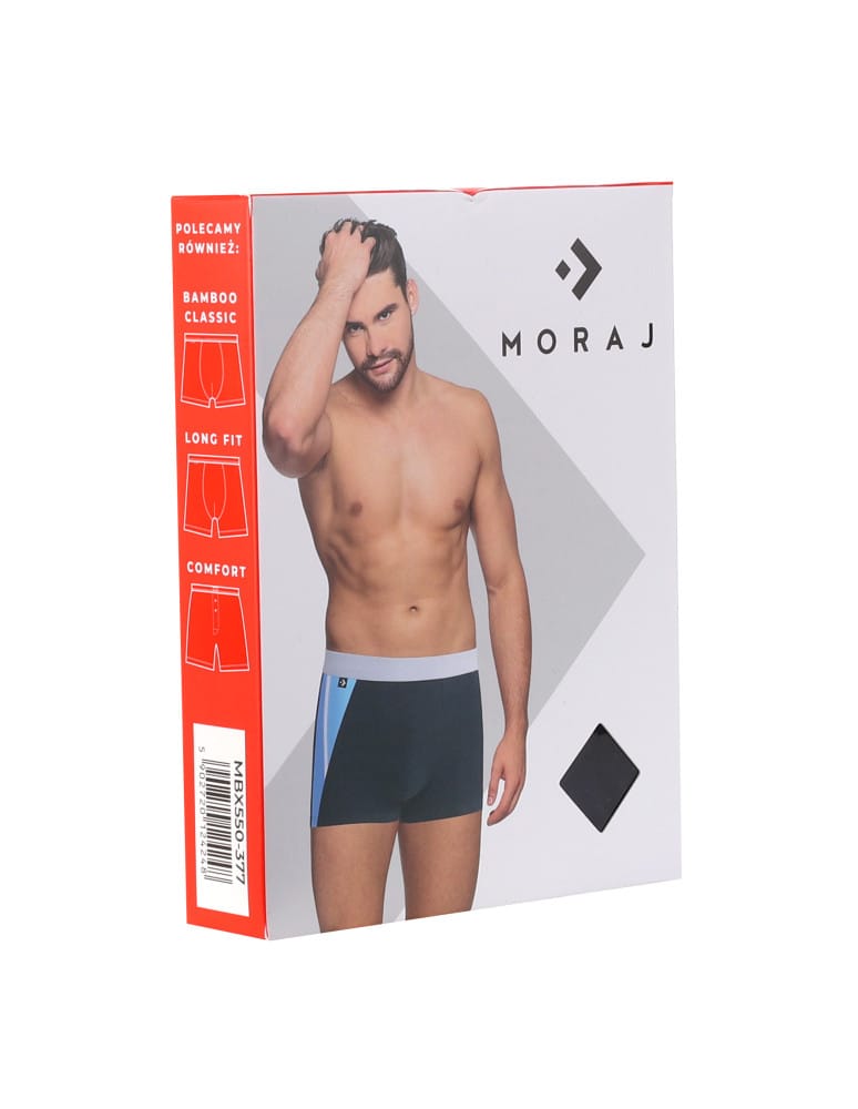 Bokserki dopasowane - Bokserki męskie bawełniane kolorowe CZARNY  - produkt moraj.pl 2